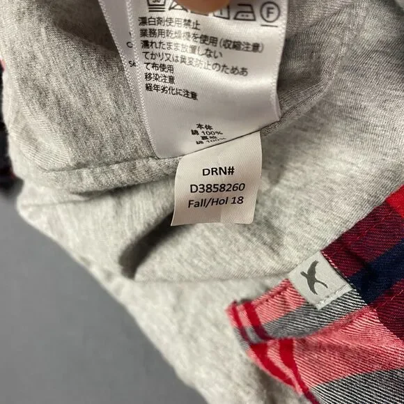 Eddie Bauer Shirt Jacket Women's XL Red Ivory Plaid Hi-Low Button Front Hooded - Picture 16 of 16